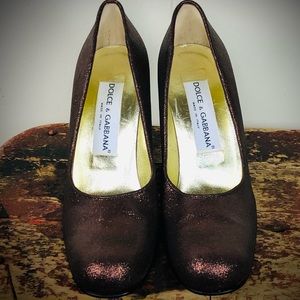 Dolce Gabbana Glitter Copper Brown Pump heels sz 5